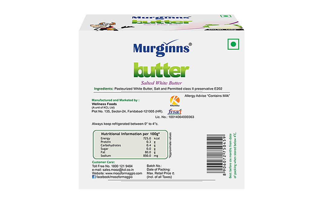 Murginns Butter Salted White Butter   Box  150 grams